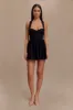 Loz Tie Back Linen Mini Dress - Black sold by Meshki