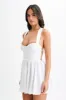 Loz Tie Back Linen Mini Dress - White sold by Meshki