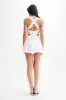 Loz Tie Back Linen Mini Dress - White sold by Meshki