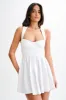 Loz Tie Back Linen Mini Dress - White sold by Meshki