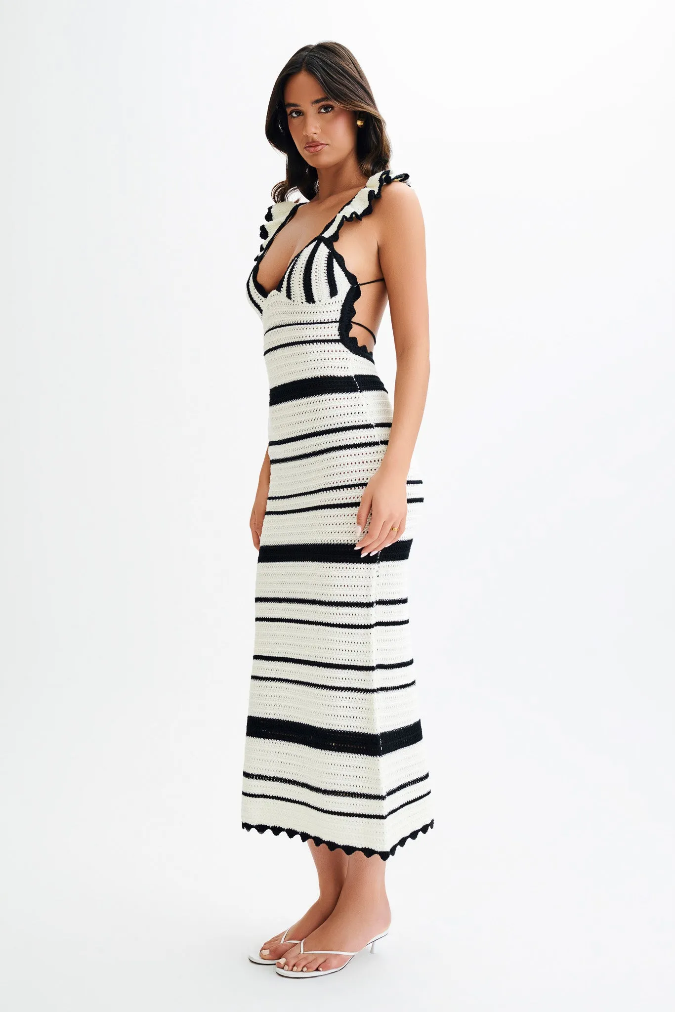 Perpetua Knit Contrast Maxi Dress - Black And White sold by Meshki product image thumbnail 5