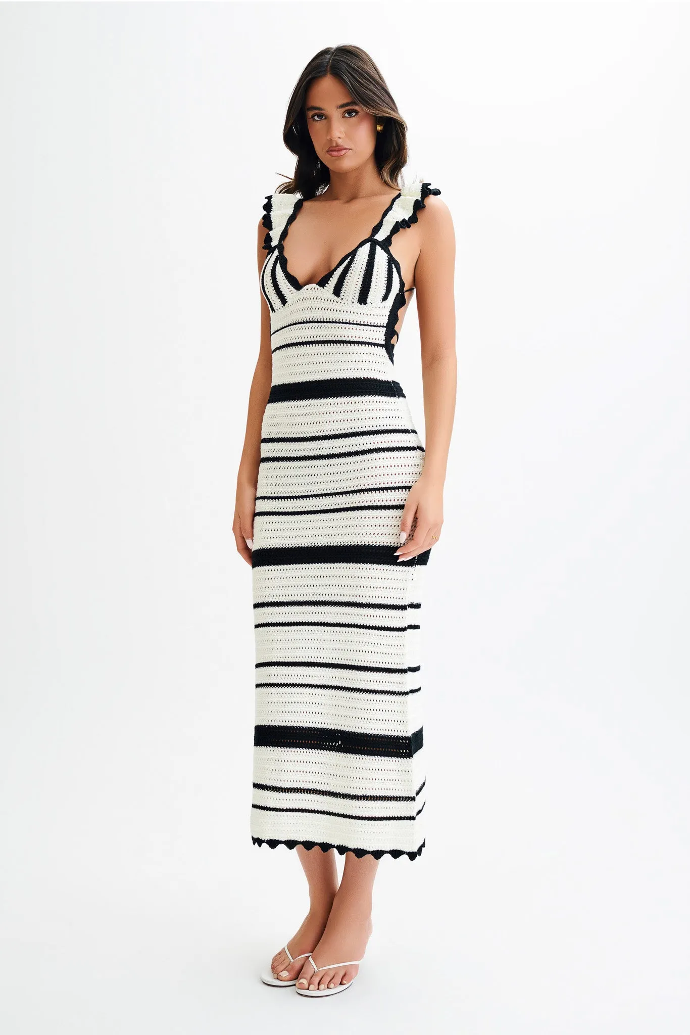 Perpetua Knit Contrast Maxi Dress - Black And White sold by Meshki product image thumbnail 2
