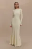 Emily Long Sleeve Knit Maxi Dress - Ivory Marle sold by Meshki