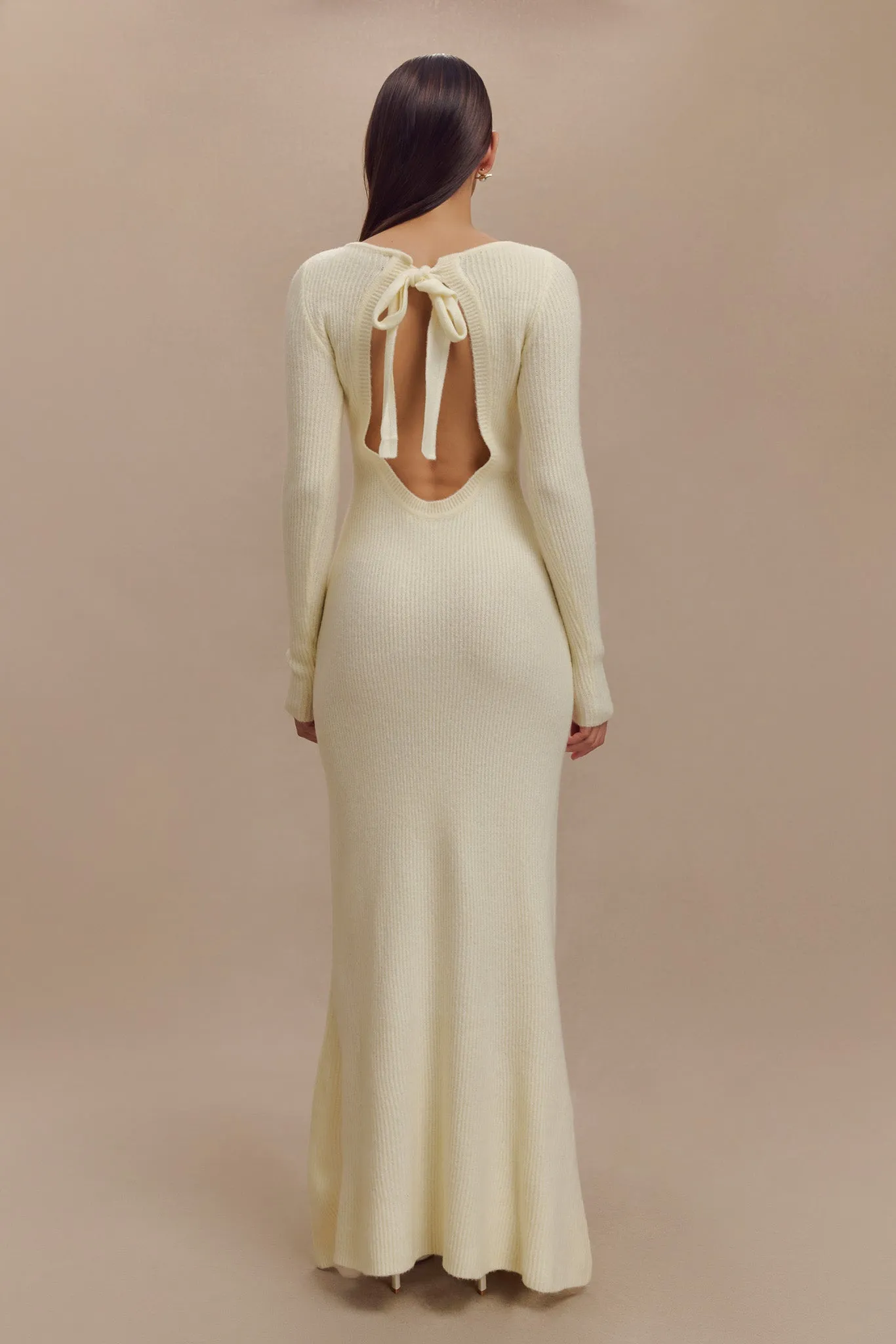 Emily Long Sleeve Knit Maxi Dress - Ivory Marle sold by Meshki product image thumbnail 2
