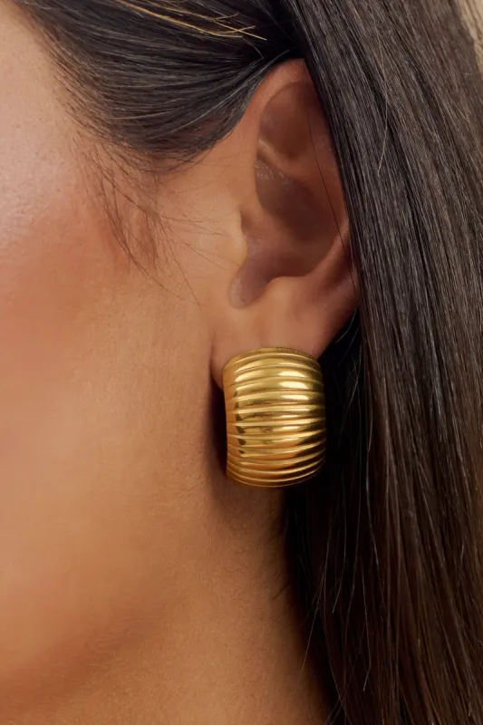 Amelia Textured Hoop - Gold sold by Meshki