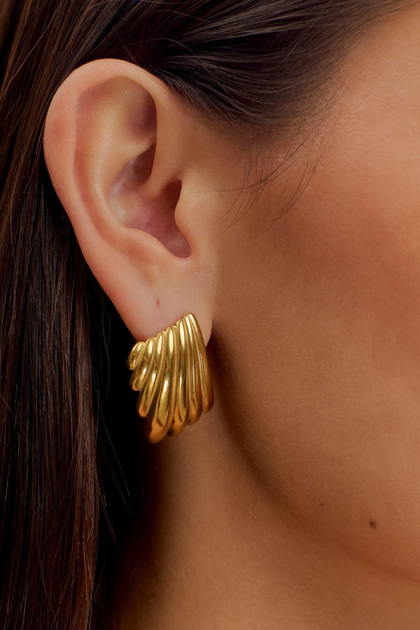 Olympia Textured Square Earrings - Gold sold by Meshki