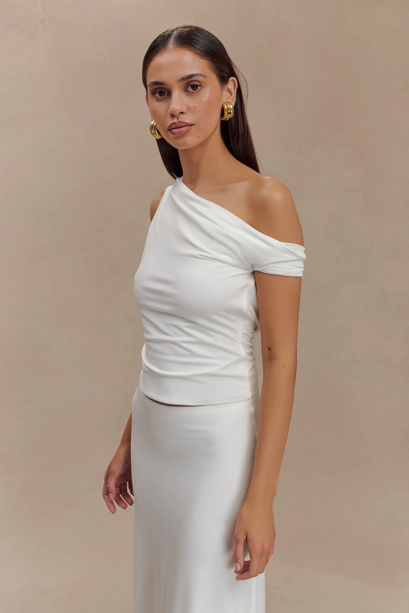 Kacey Slinky Off Shoulder Top - White sold by Meshki product image thumbnail 4