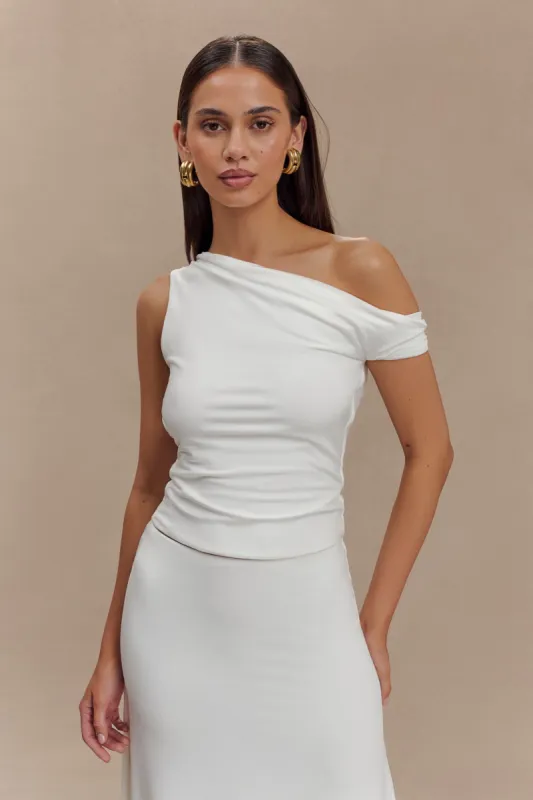 Kacey Slinky Off Shoulder Top - White made by Meshki