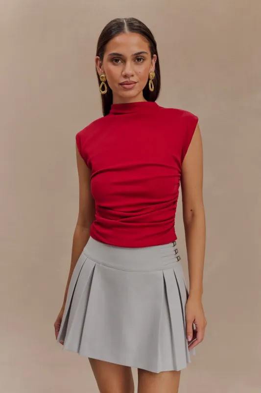 Ellia High Neck Sleeveless Top - Red sold by Meshki