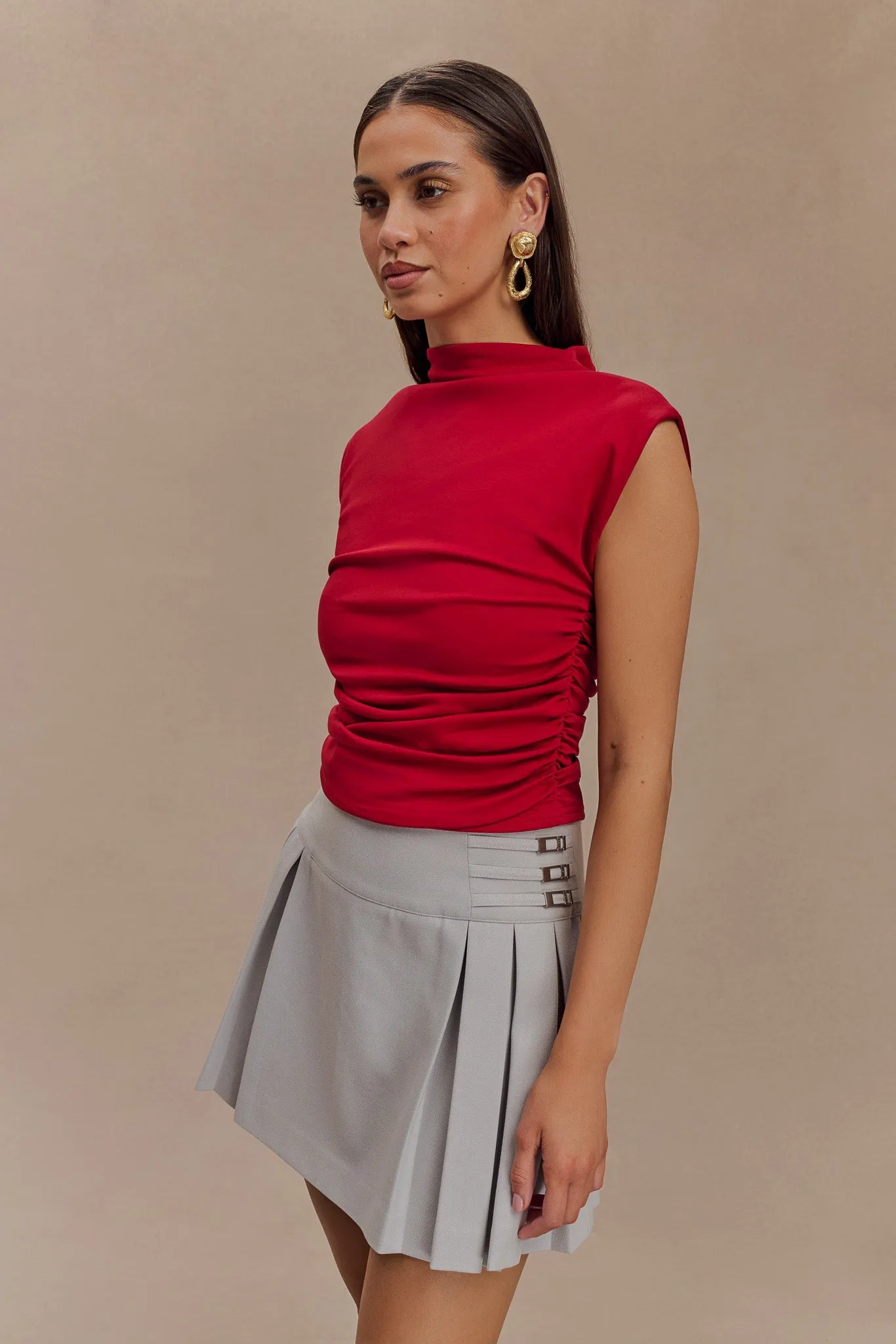 Ellia High Neck Sleeveless Top - Red sold by Meshki product image thumbnail 5