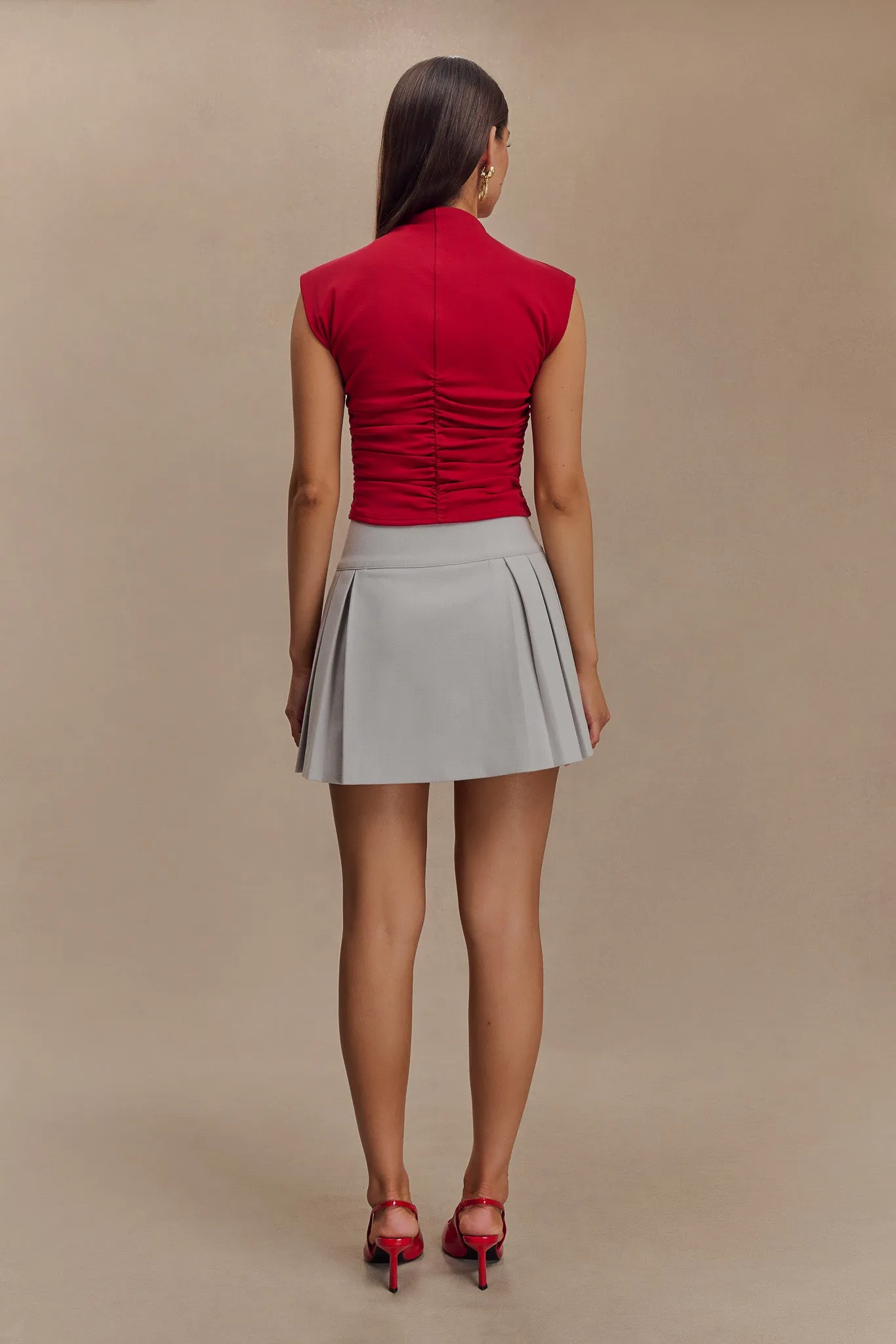 Ellia High Neck Sleeveless Top - Red sold by Meshki product image thumbnail 2