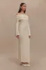 Katherine Off Shoulder Knit Maxi Dress - Ivory sold by Meshki