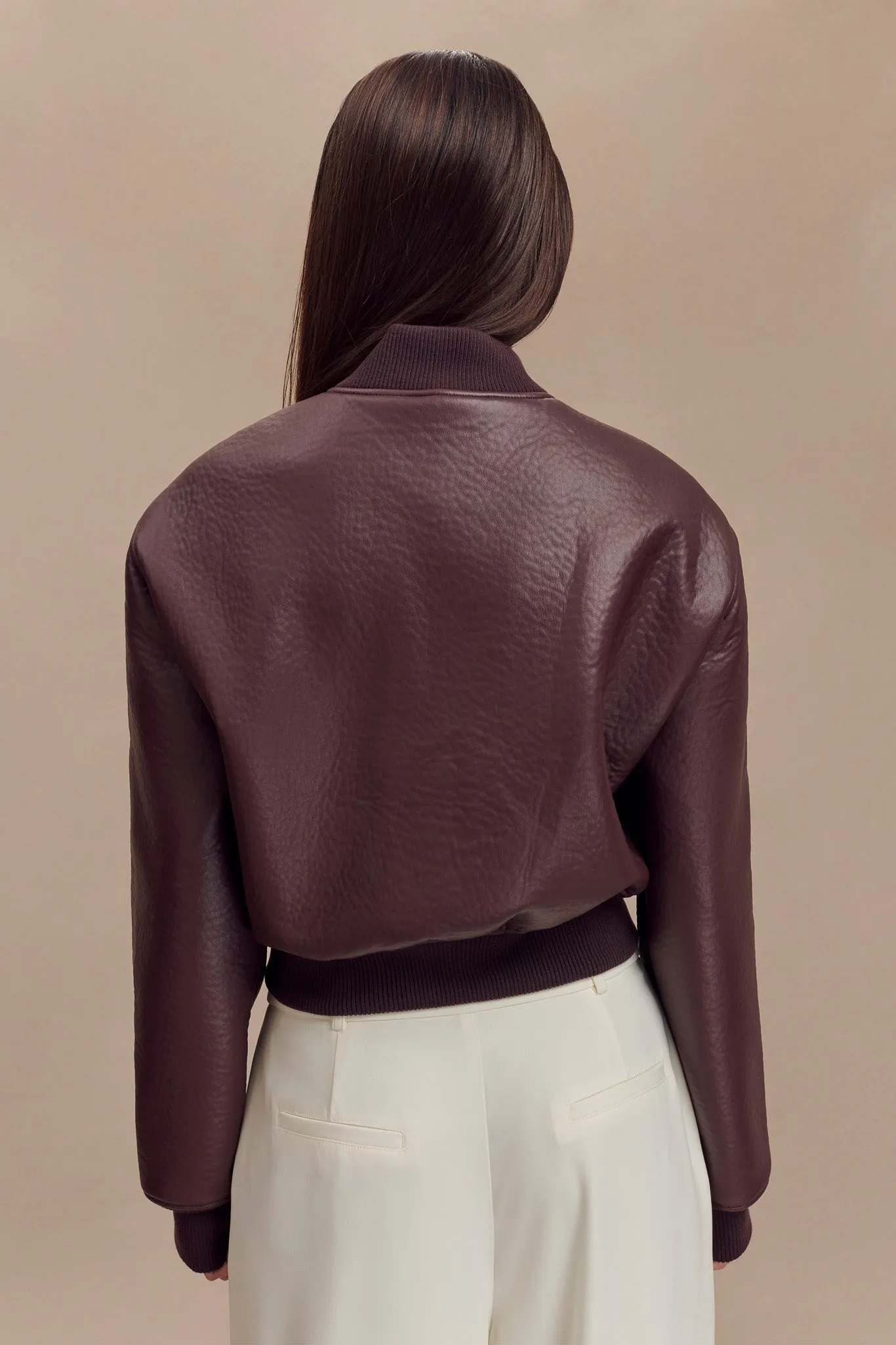 Codi Faux Leather Bomber Jacket - Merlot sold by Meshki product image thumbnail 3