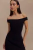 Cassidy Crepe Off Shoulder Mini Dress - Black sold by Meshki