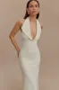 Annita Crepe Halter Midi Dress - Ivory sold by Meshki