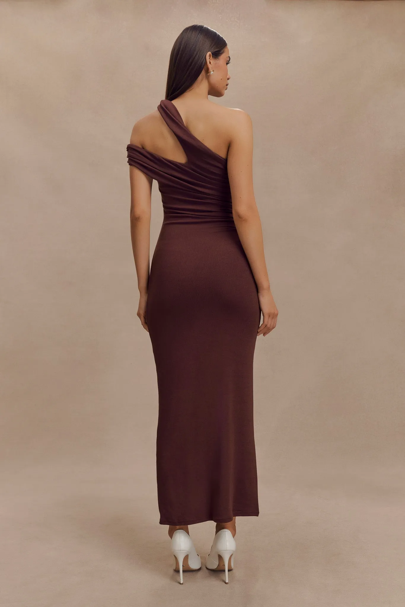 Anastasia One Shoulder Modal Midi Dress - Mahogany sold by Meshki product image thumbnail 2
