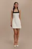 Cara Contrast Suiting Mini Dress - White sold by Meshki