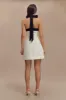 Cara Contrast Suiting Mini Dress - White sold by Meshki