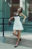 Cara Contrast Suiting Mini Dress - White sold by Meshki