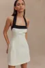 Cara Contrast Suiting Mini Dress - White sold by Meshki