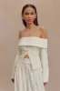 Celene Off Shoulder Jacket - Ivory sold by Meshki