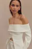 Celene Off Shoulder Jacket - Ivory sold by Meshki