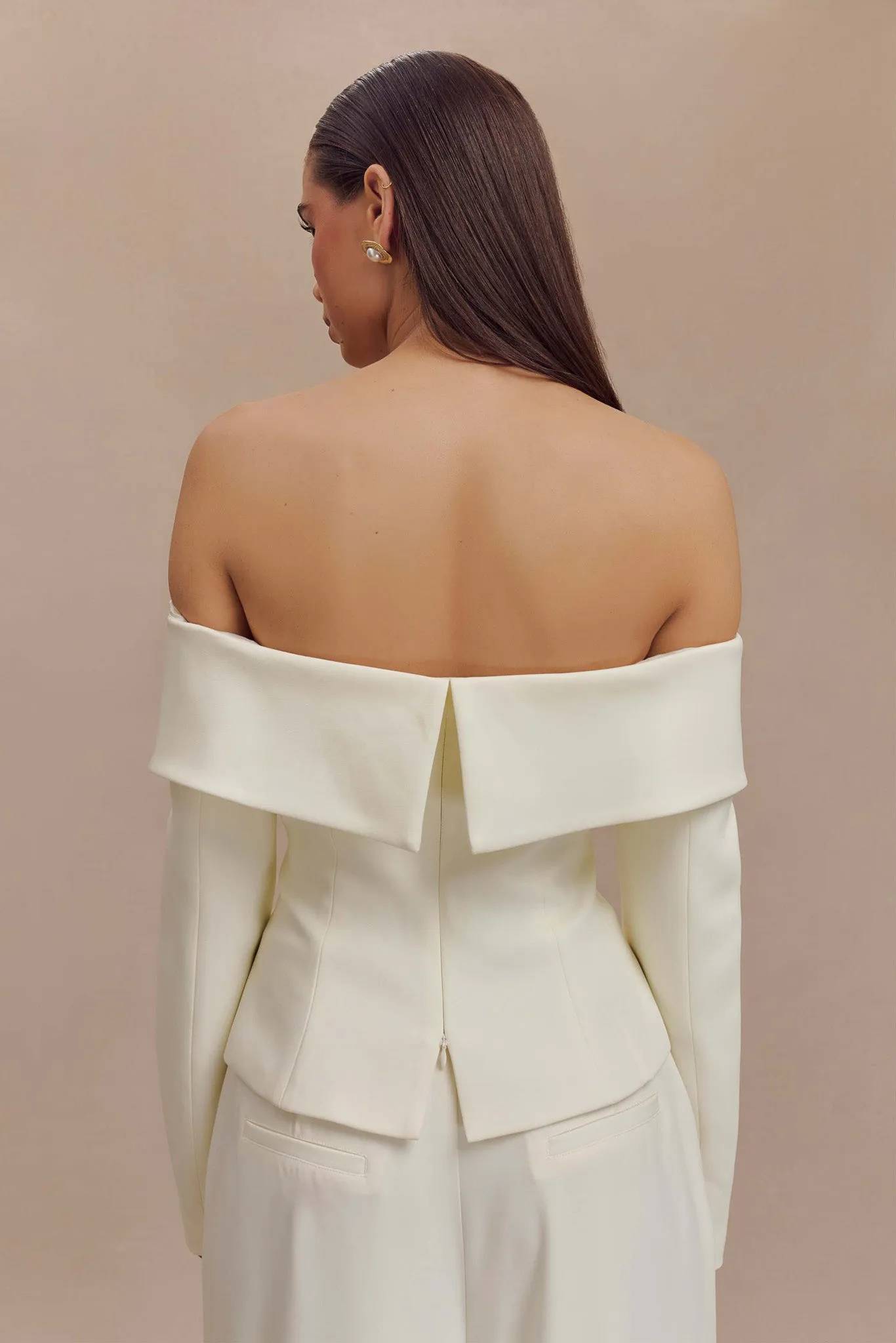Celene Off Shoulder Jacket - Ivory sold by Meshki product image thumbnail 2