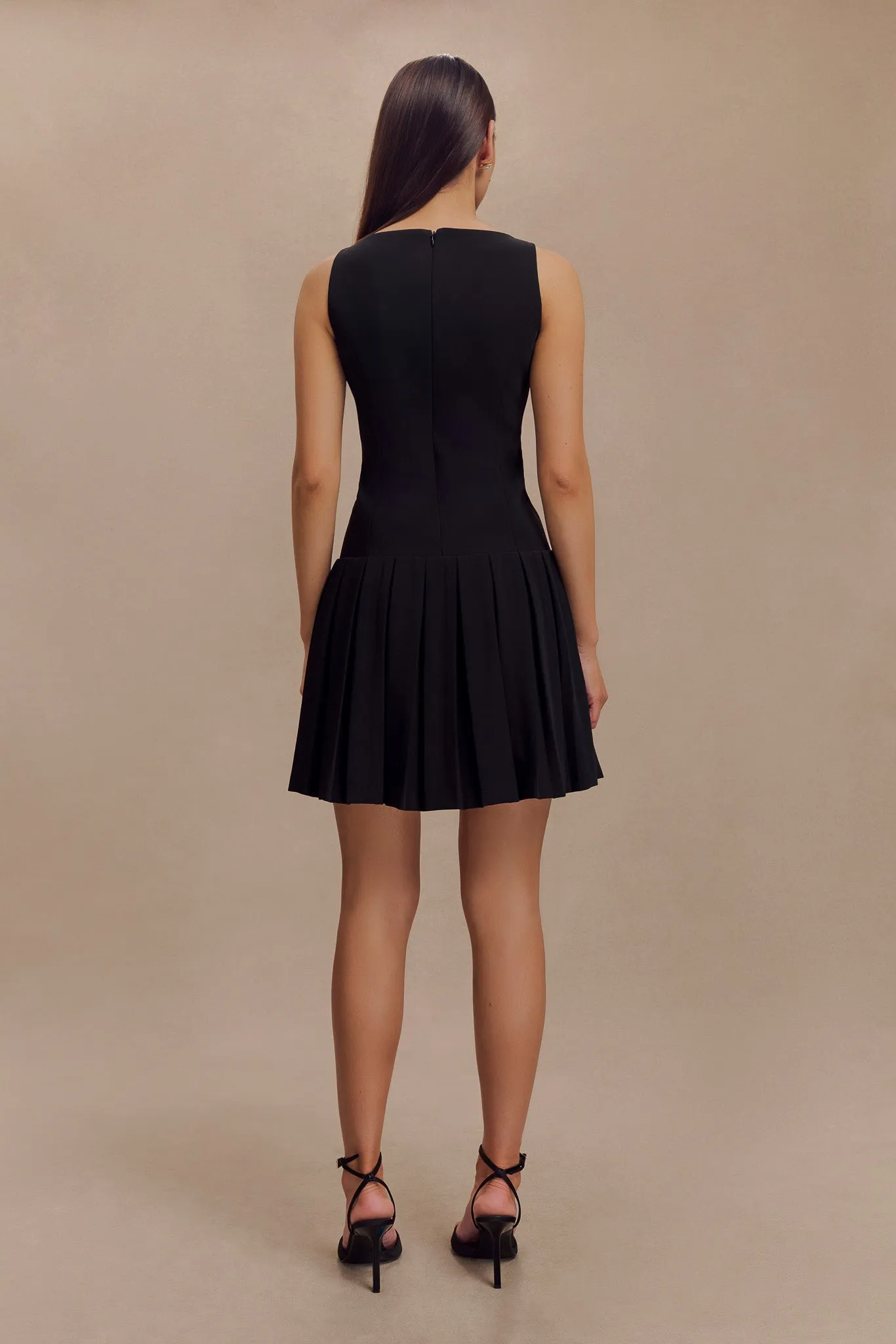 Mackenzie Sleeveless Pleated Mini Dress - Black sold by Meshki product image thumbnail 2