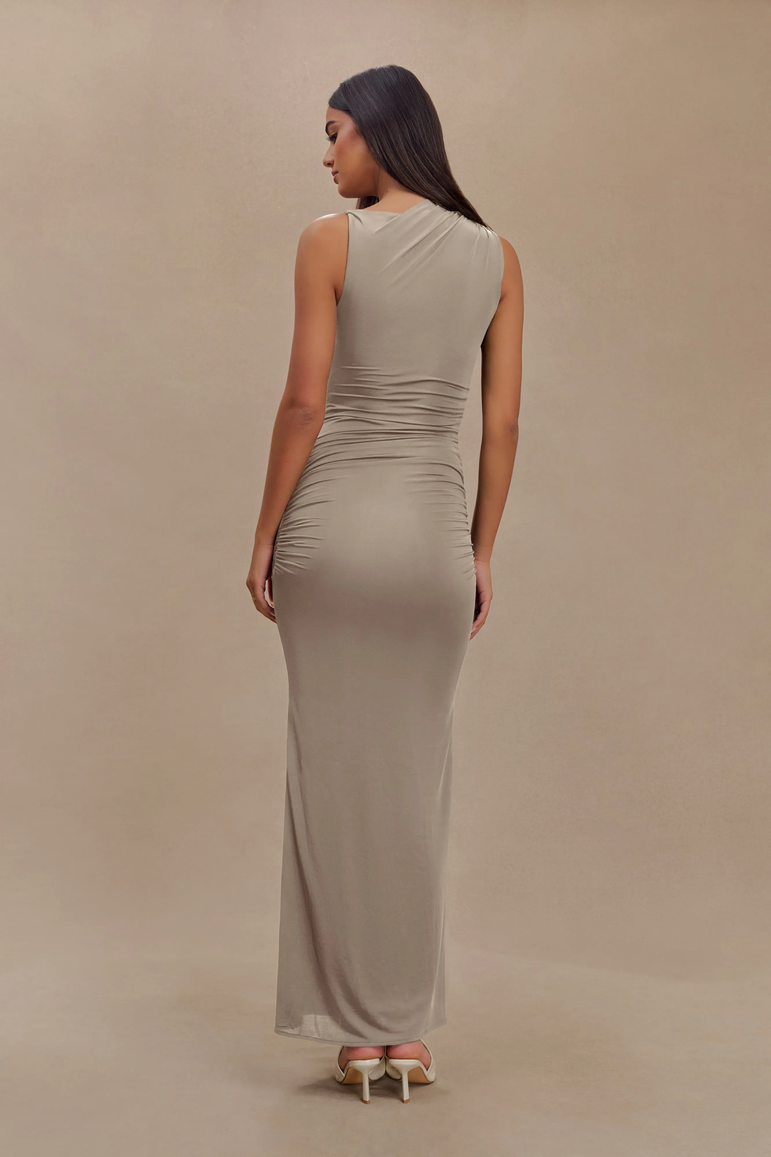 Kaia Slinky Cut Out Maxi Dress - Taupe sold by Meshki product image thumbnail 2
