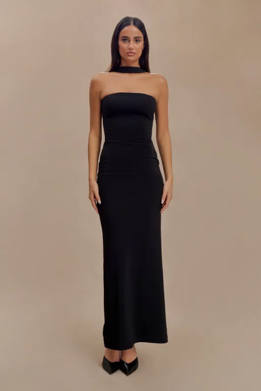 Velma Halter Collar Maxi Dress - Black sold by Meshki