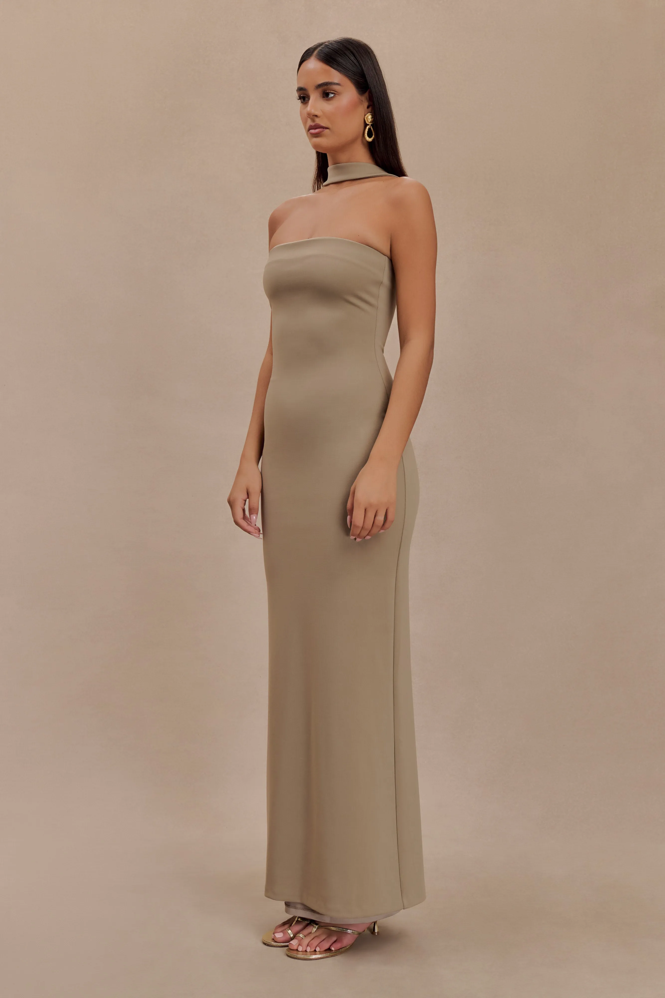 Velma Halter Collar Maxi Dress - Mushroom sold by Meshki product image thumbnail 4