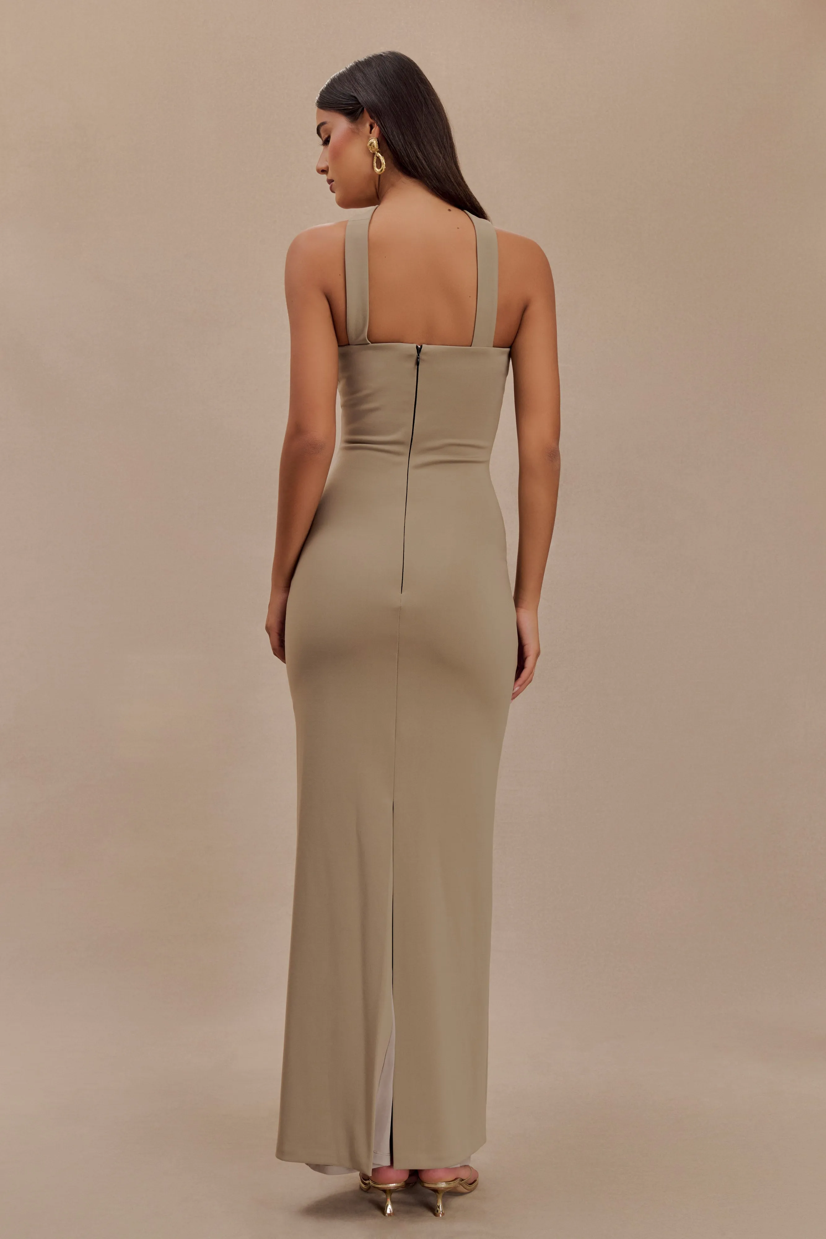 Velma Halter Collar Maxi Dress - Mushroom sold by Meshki product image thumbnail 2