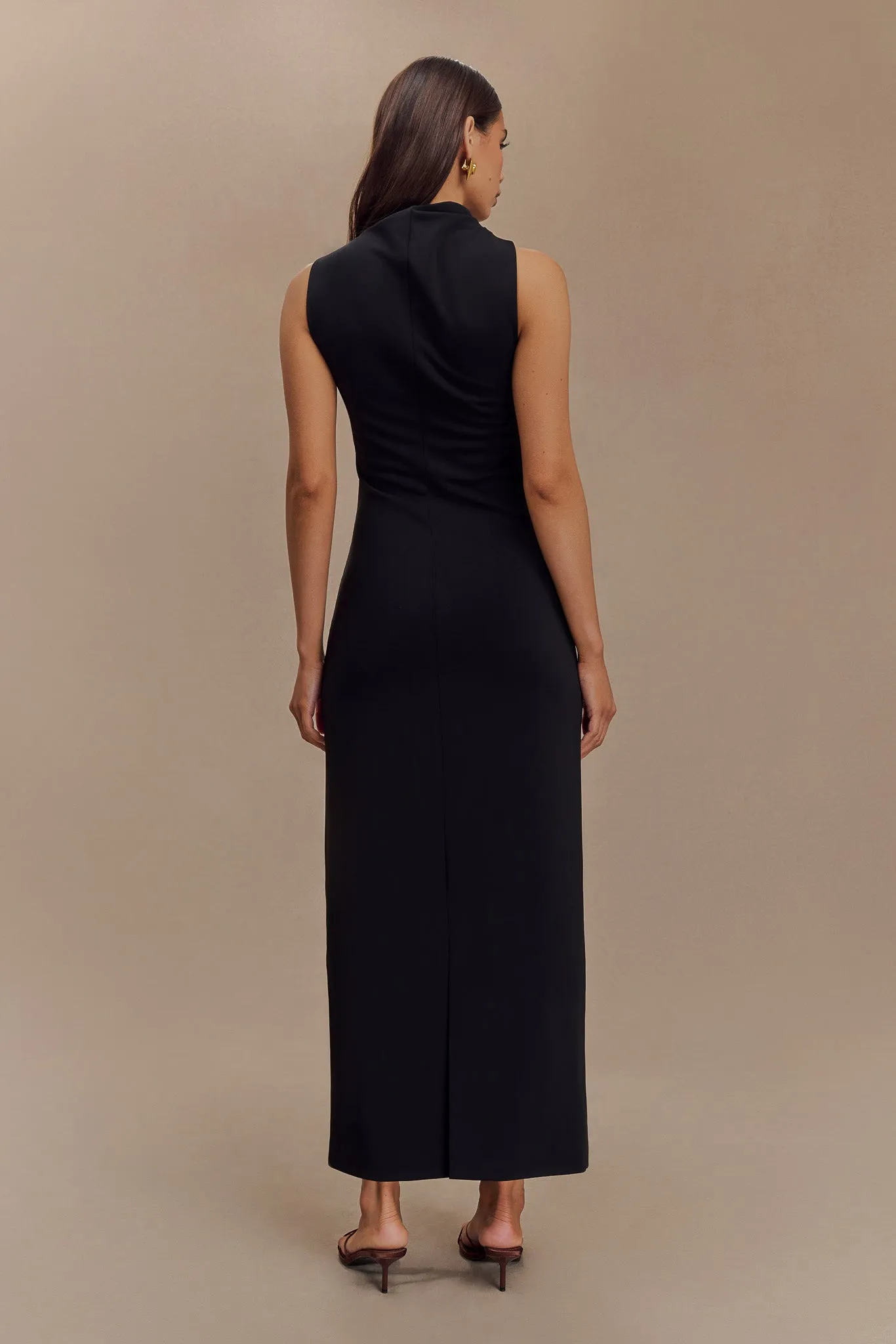 Taylor Draped Stretch Crepe Midi Dress - Black sold by Meshki product image thumbnail 2