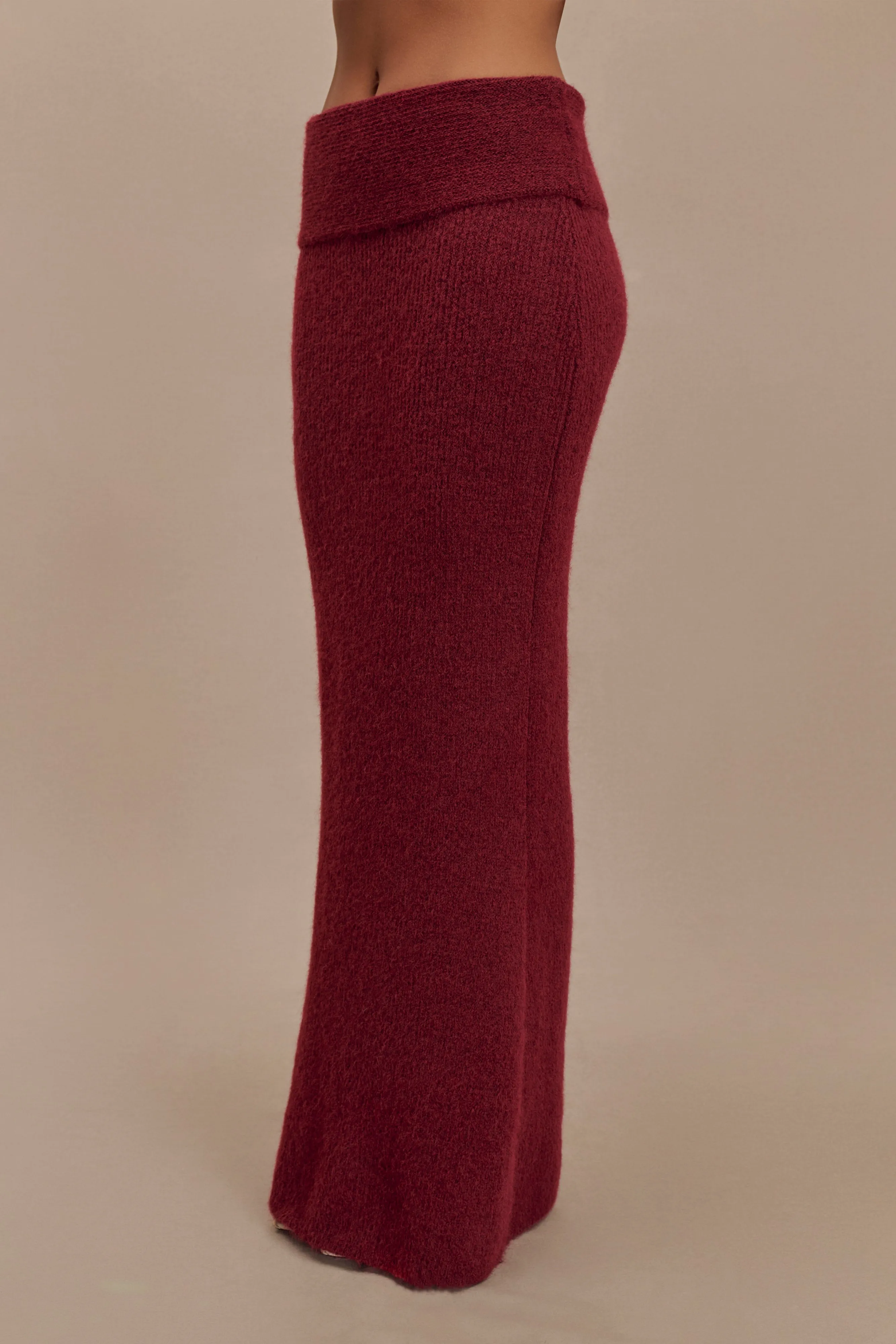 Charlotte Knit Maxi Skirt With Overlay - Merlot sold by Meshki product image thumbnail 5