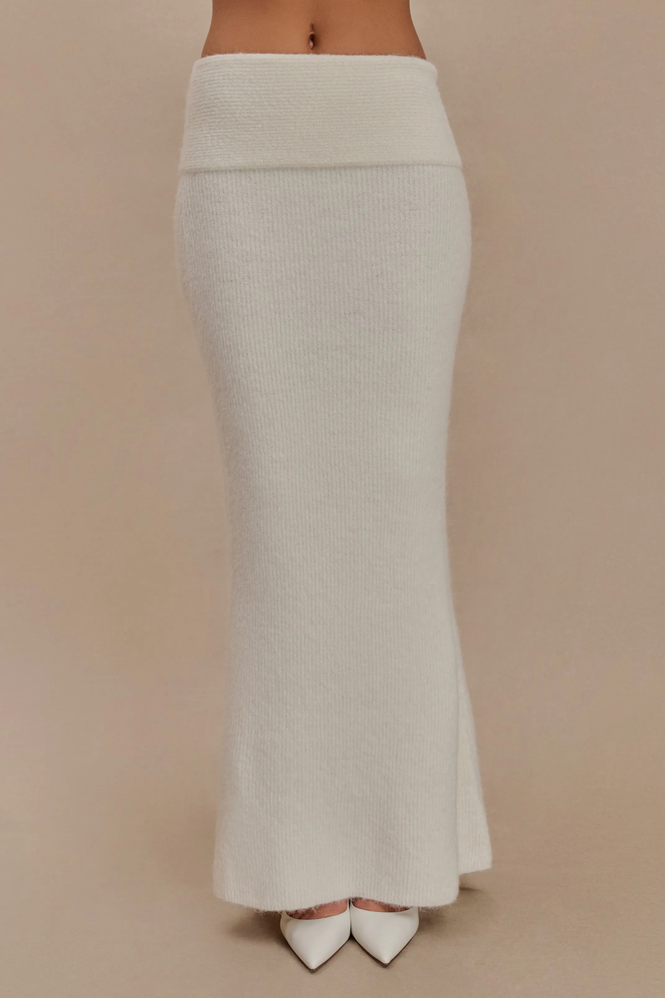 Charlotte Knit Maxi Skirt With Overlay - Ivory sold by Meshki product image thumbnail 4