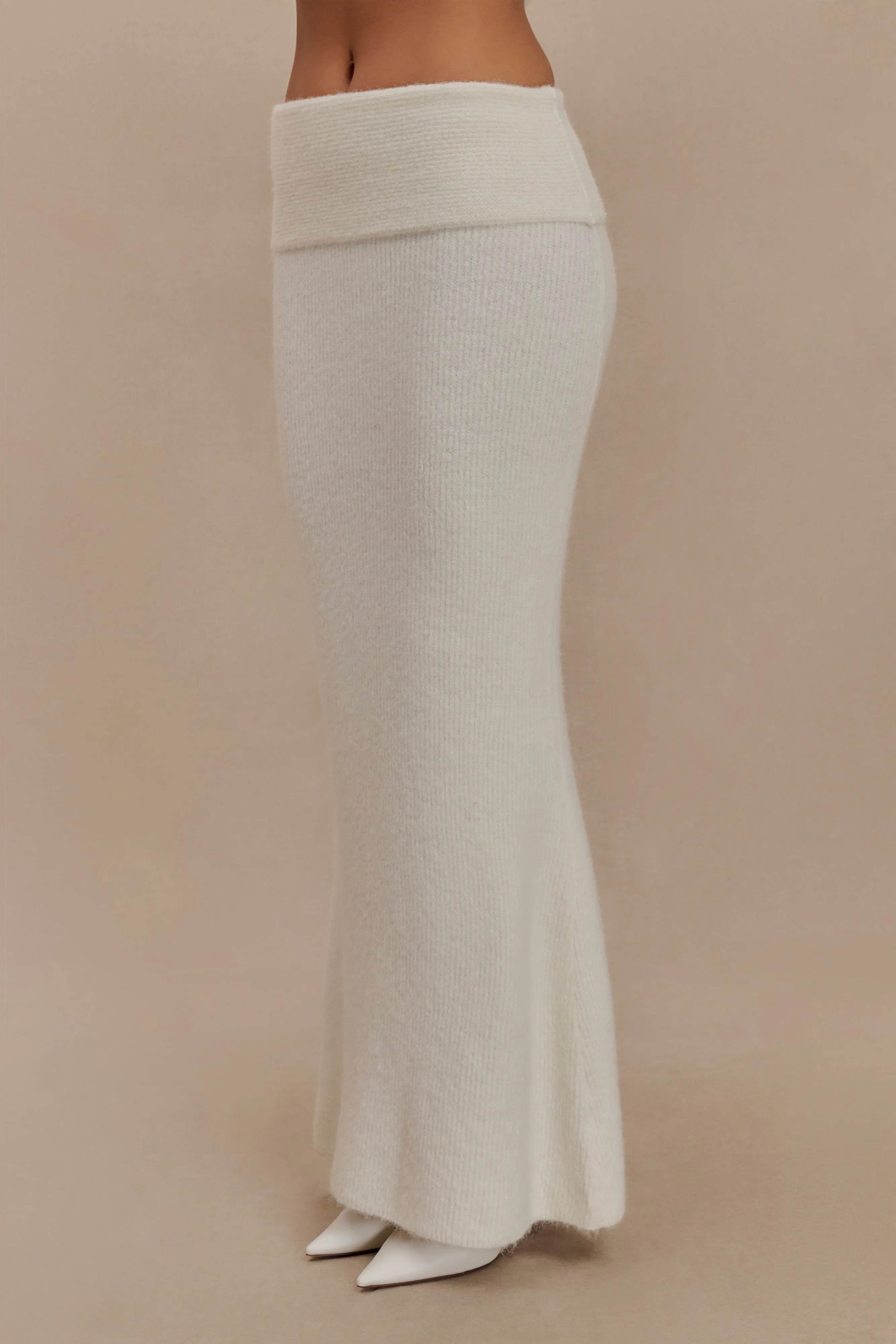 Charlotte Knit Maxi Skirt With Overlay - Ivory sold by Meshki product image thumbnail 5