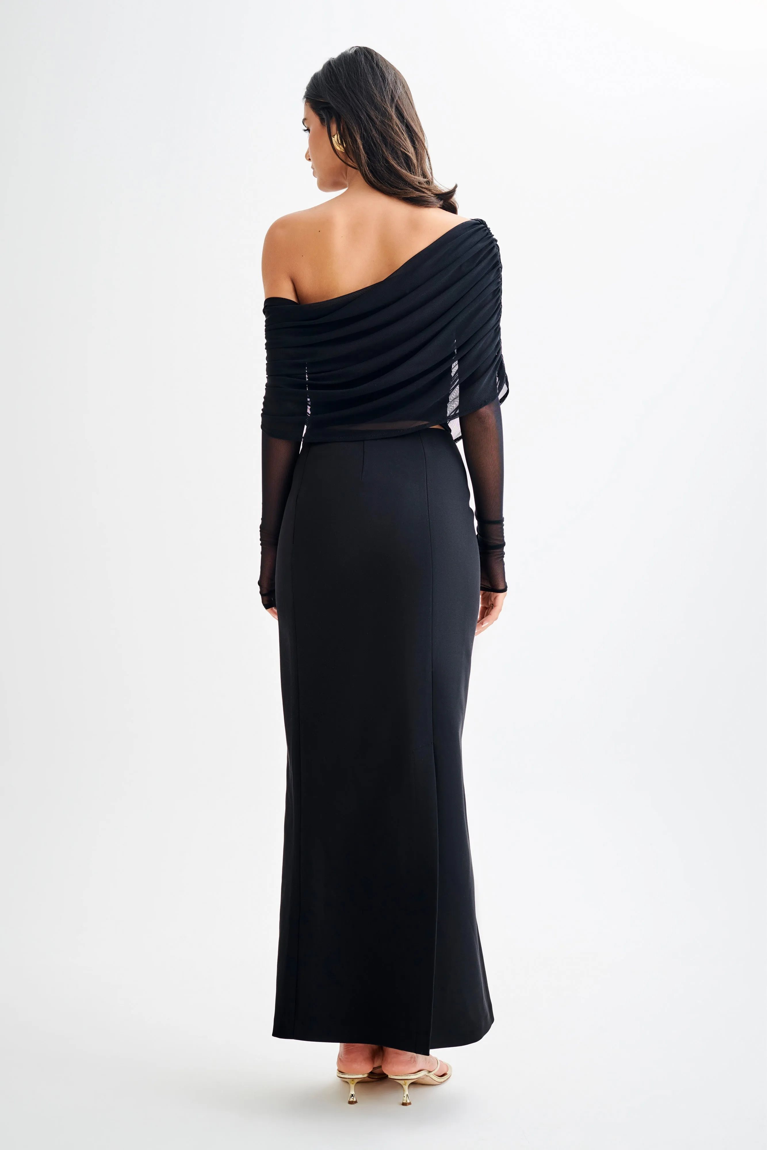 Everly Sheer Mesh Off Shoulder Top - Black sold by Meshki product image thumbnail 5