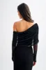 Everly Sheer Mesh Off Shoulder Top - Black sold by Meshki