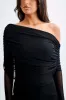 Everly Sheer Mesh Off Shoulder Top - Black sold by Meshki