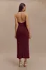 Annita Crepe Halter Midi Dress - Merlot sold by Meshki