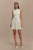 Mackenzie Sleeveless Pleated Mini Dress - Ivory sold by Meshki