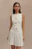 Mackenzie Sleeveless Pleated Mini Dress - Ivory sold by Meshki