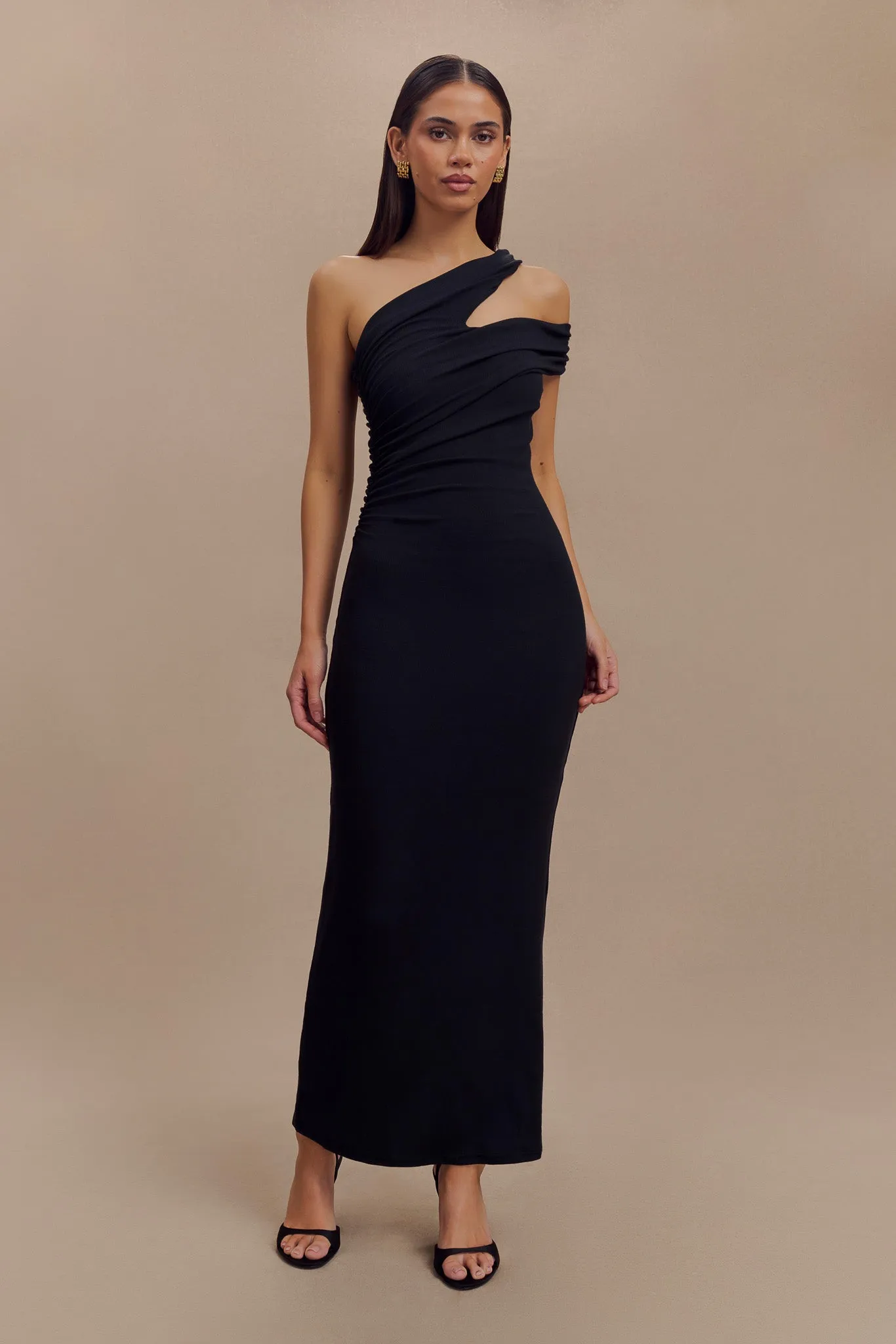 Anastasia One Shoulder Modal Midi Dress - Black sold by Meshki product image thumbnail 3