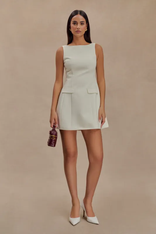 Evanna Sleeveless Suiting Mini Dress - Ivory sold by Meshki