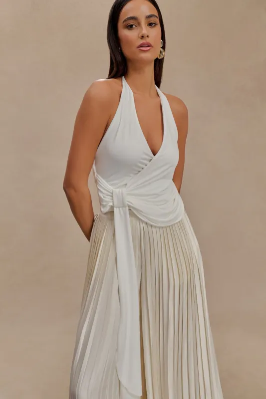 Tyla Draped Slinky Halter Top - White sold by Meshki