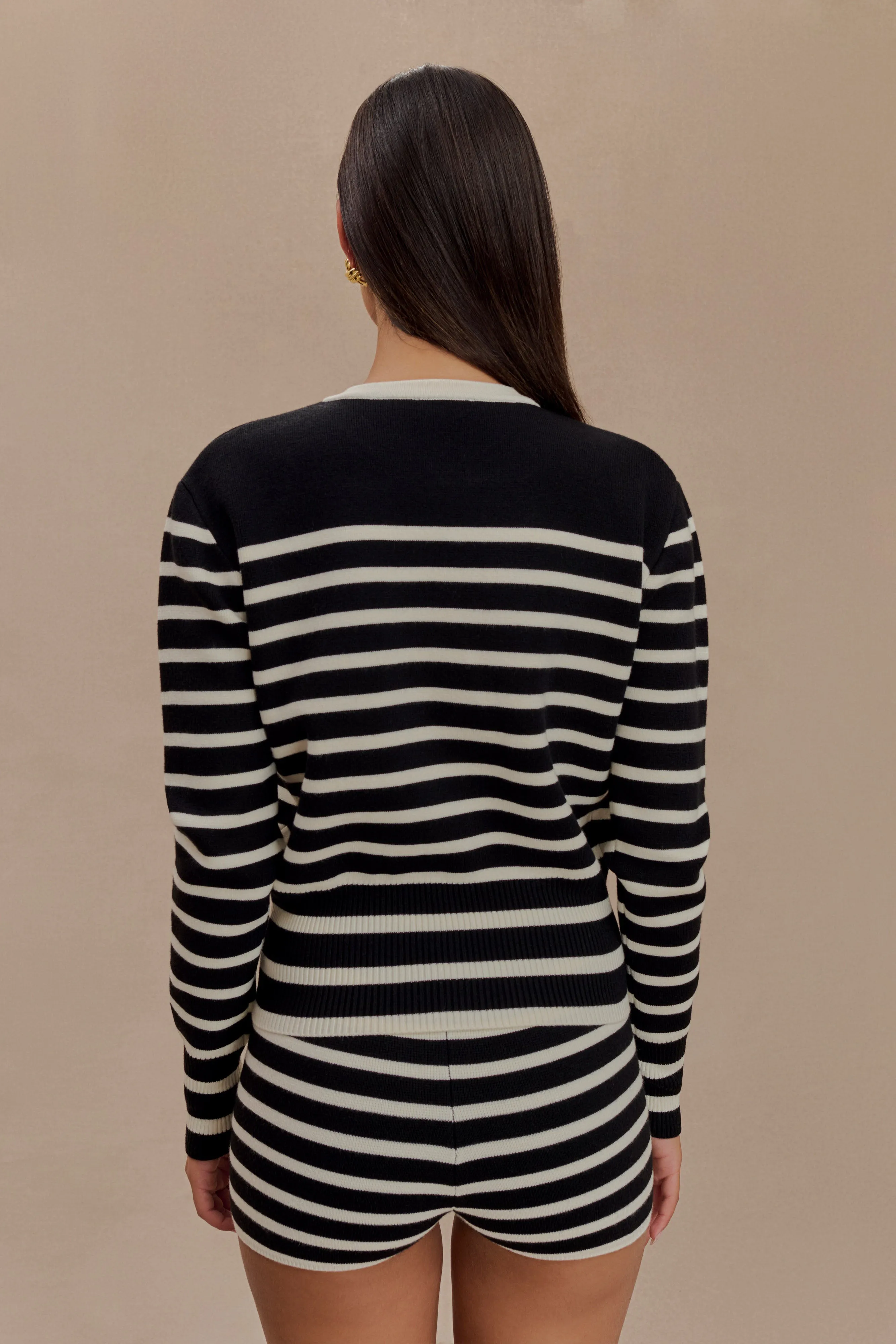 Talia Stripe Knit Cardigan - Black/White sold by Meshki product image thumbnail 2