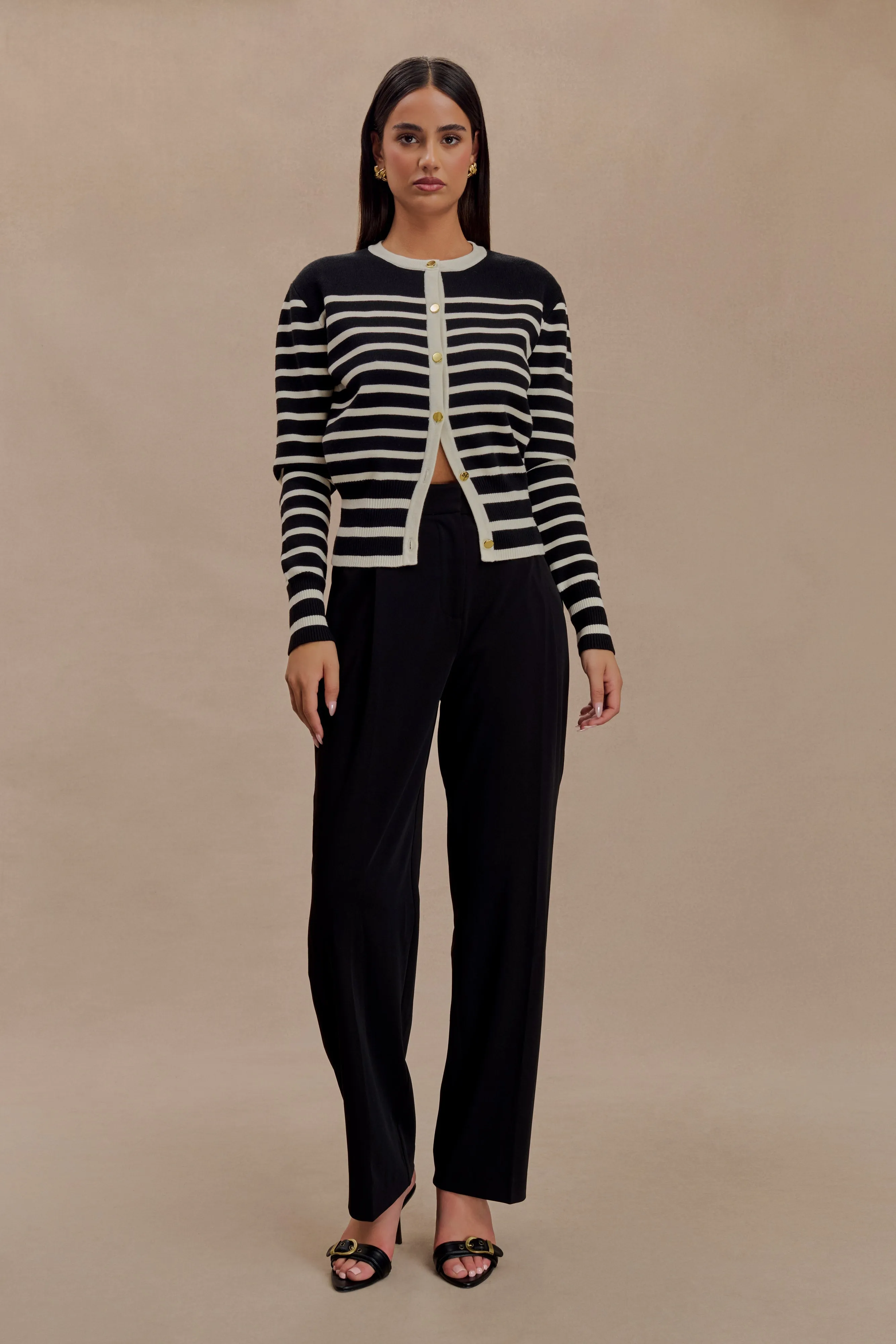 Talia Stripe Knit Cardigan - Black/White sold by Meshki product image thumbnail 3