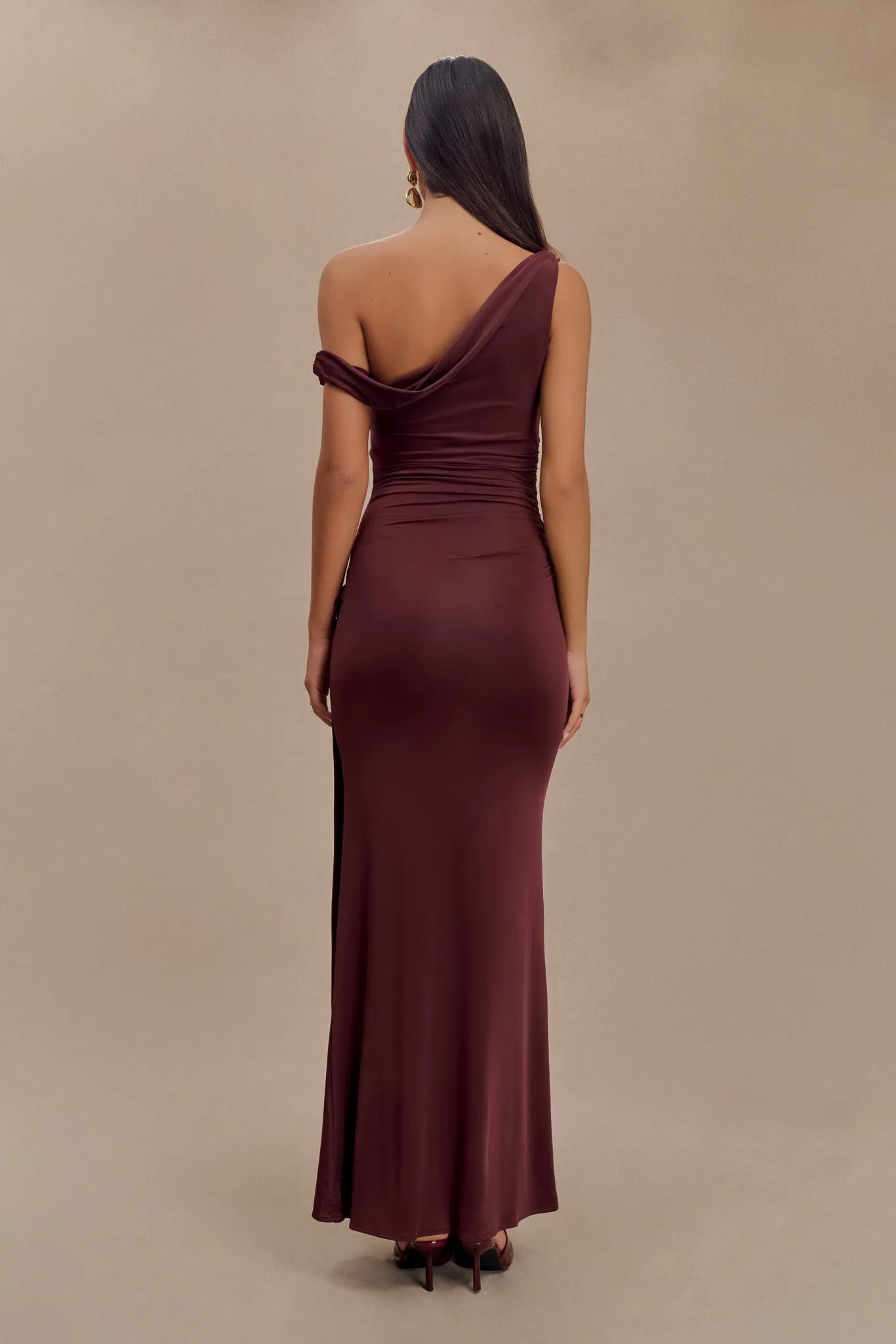 Aisnley Slinky Fishtail Maxi Dress - Mahogany sold by Meshki product image thumbnail 2