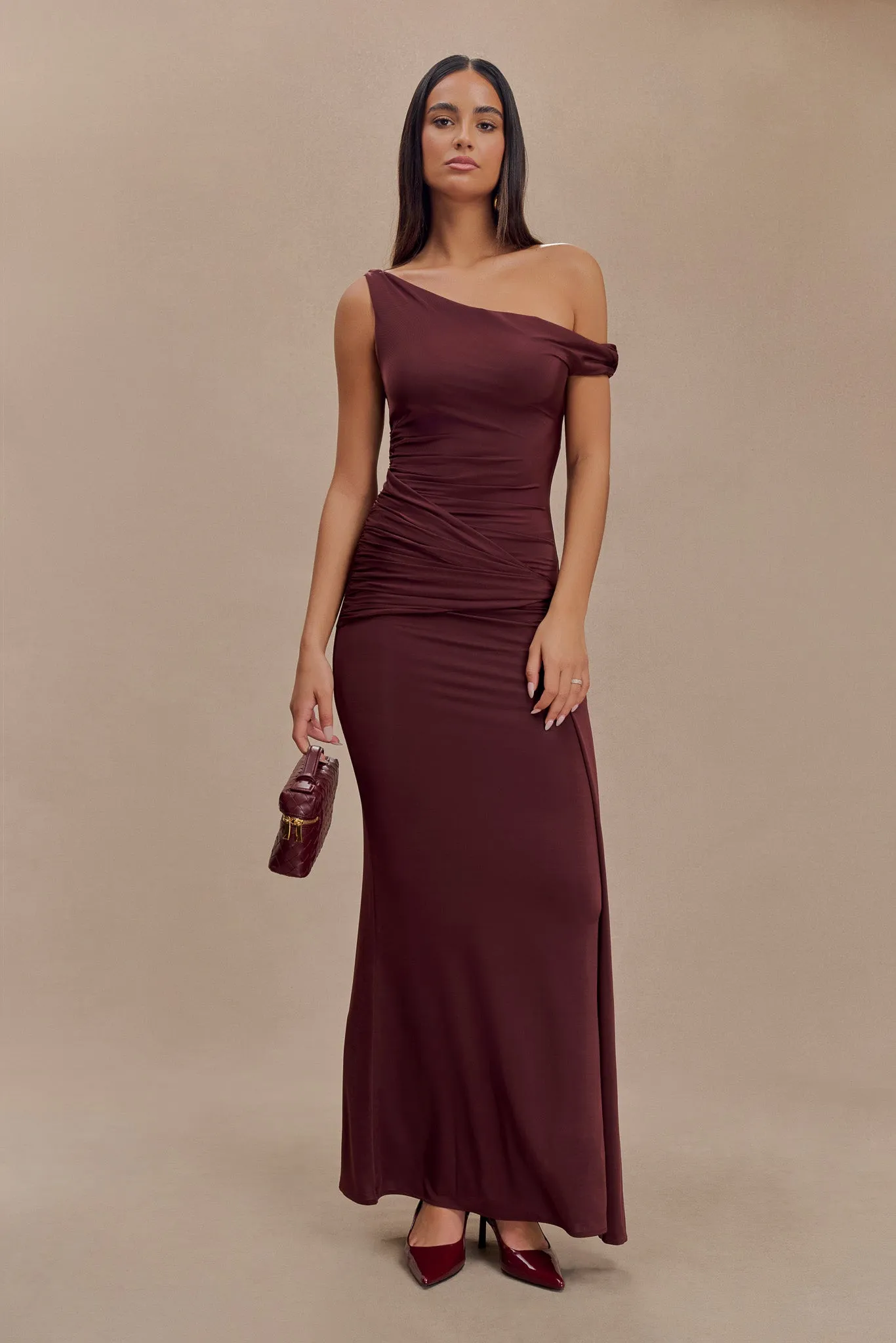 Aisnley Slinky Fishtail Maxi Dress - Mahogany sold by Meshki product image thumbnail 3