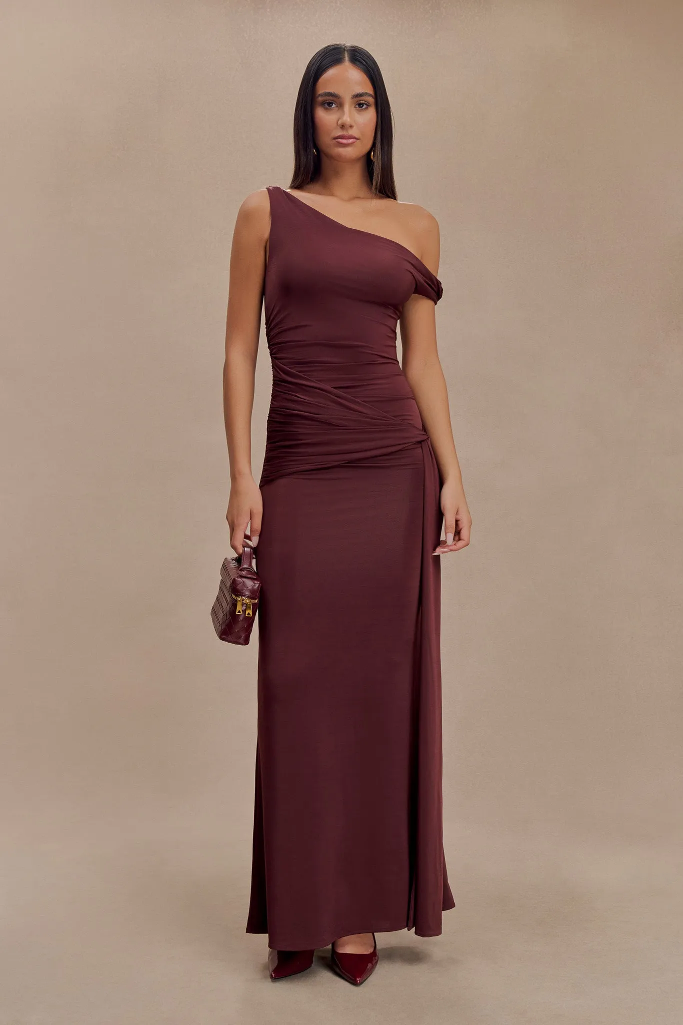 Aisnley Slinky Fishtail Maxi Dress - Mahogany sold by Meshki